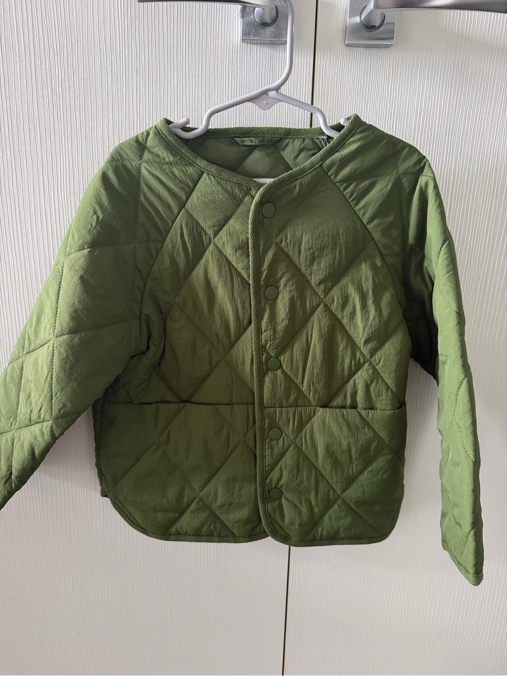 Zara Kids Quilted Olive Green Snap-Front Jacket